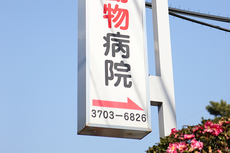 駒沢通りを恵比寿方面から来た場合→こちらの看板が目印です。